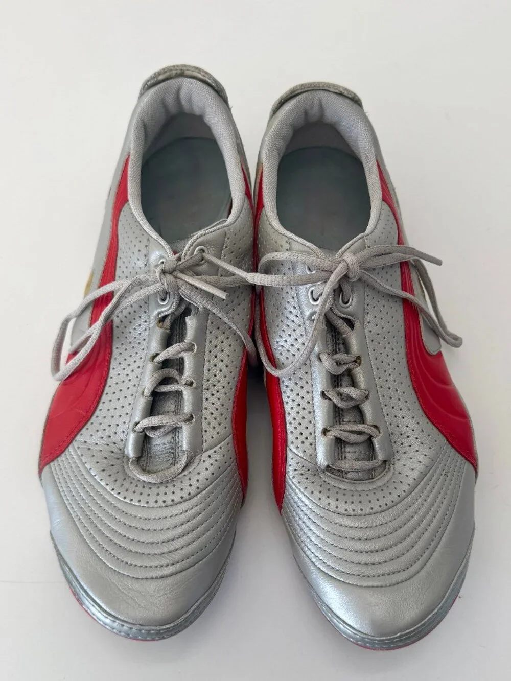 9.5 Men's Puma x Scuderia Ferrari Future Cat Silver & Rosso Corsa Red leather